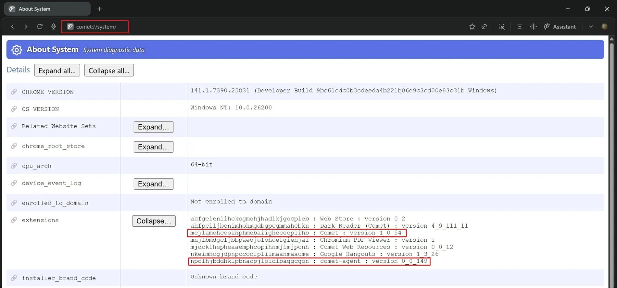 Comet Extensions Dashboard